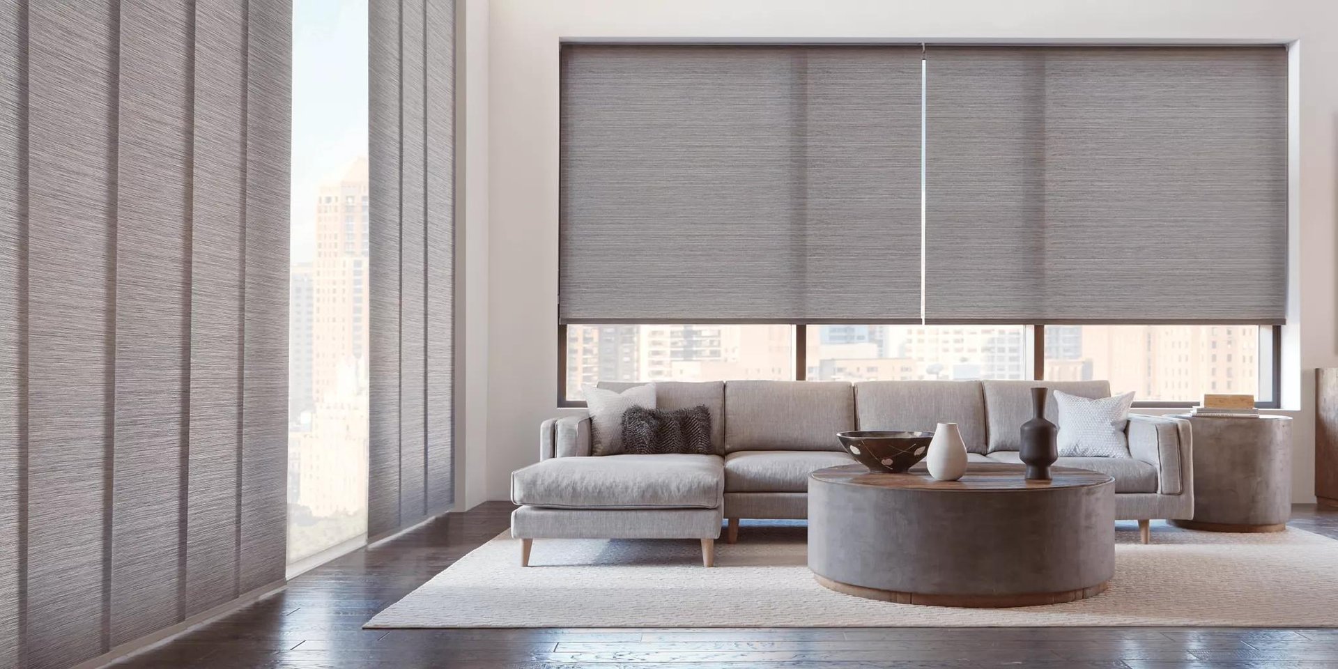 Hunter Douglas shades in living room