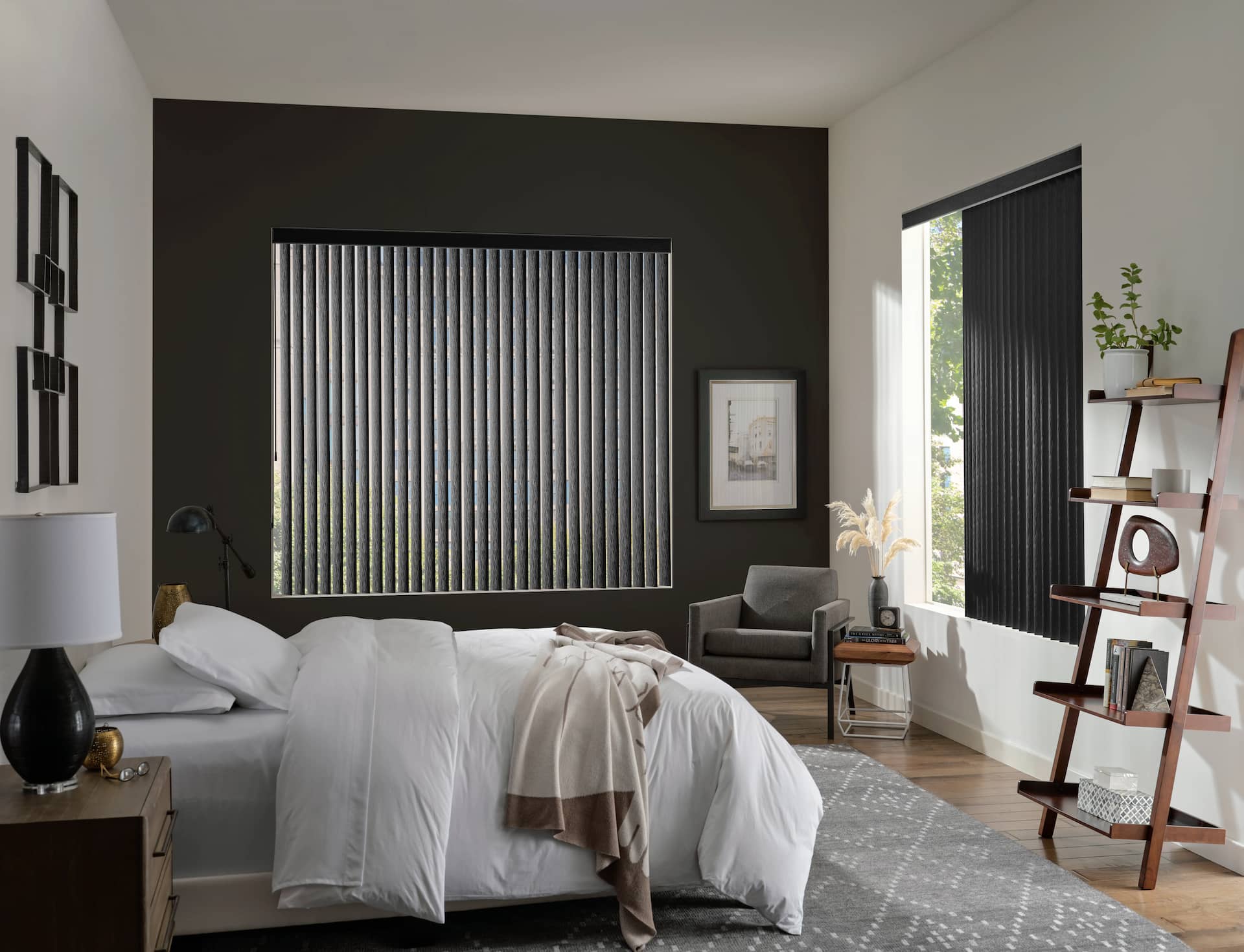 Custom window treatments installed in a Garden City home