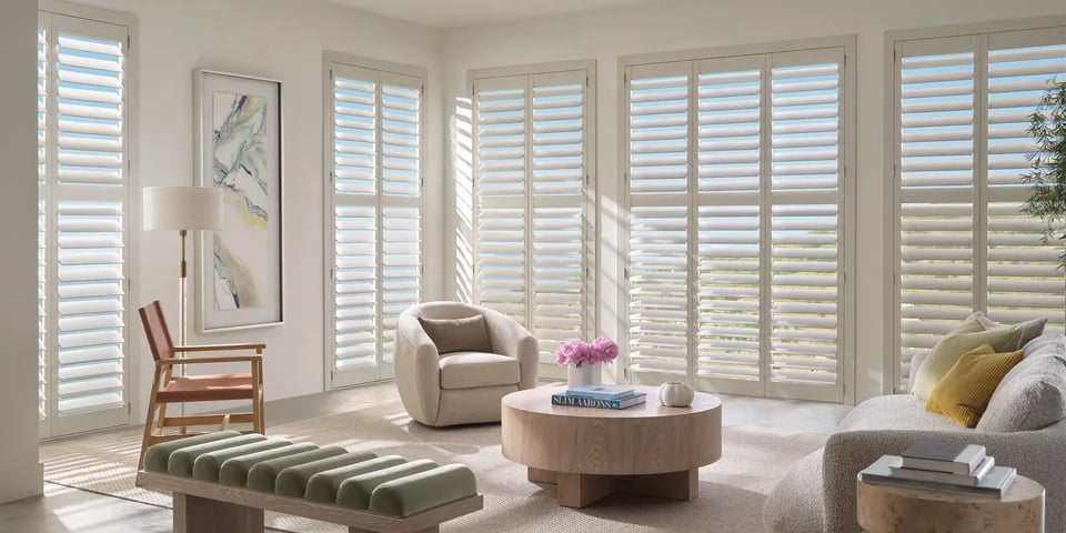 NewStyle Hybrid Shutters in bright room